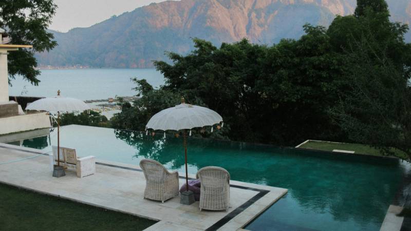 Infinity pool at a luxury hotel overlooking the Amalfi Coast