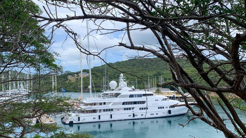 Historic Nelson's Dockyard in English Harbour, Antigua, with sailing yachts