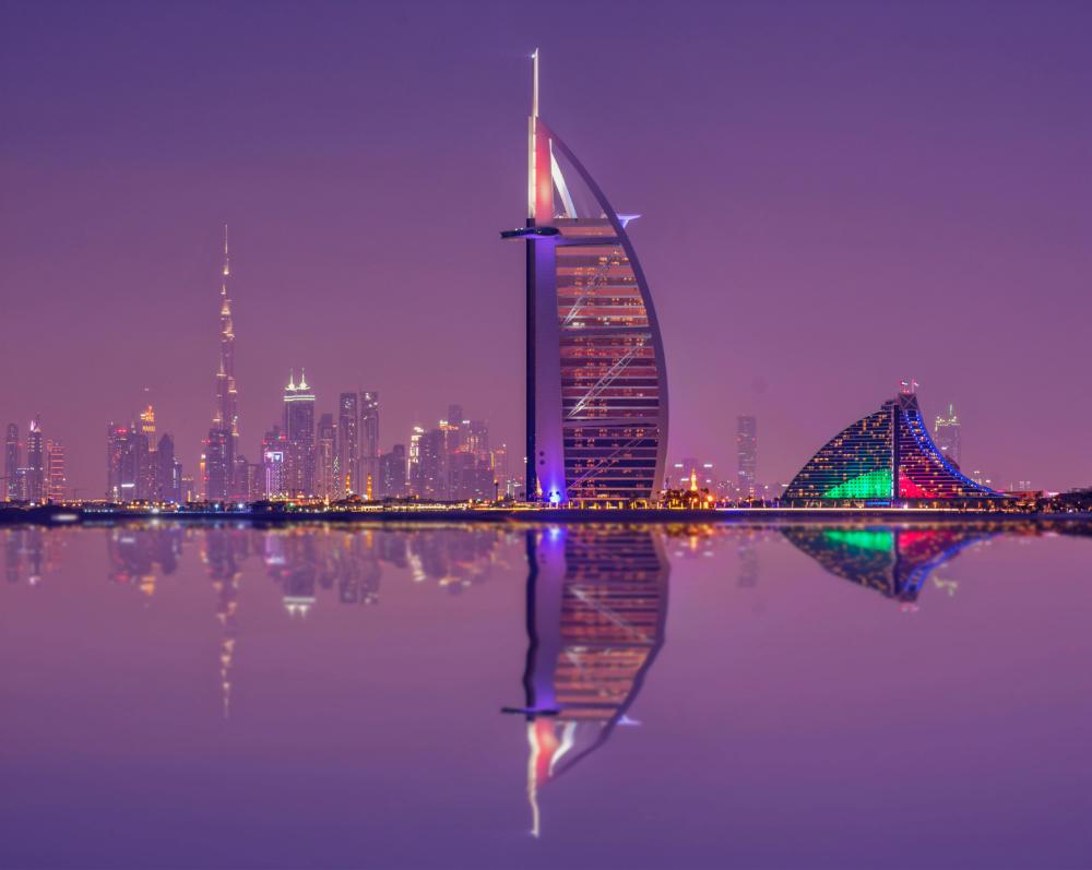The iconic sail-shaped Burj Al Arab hotel in Dubai