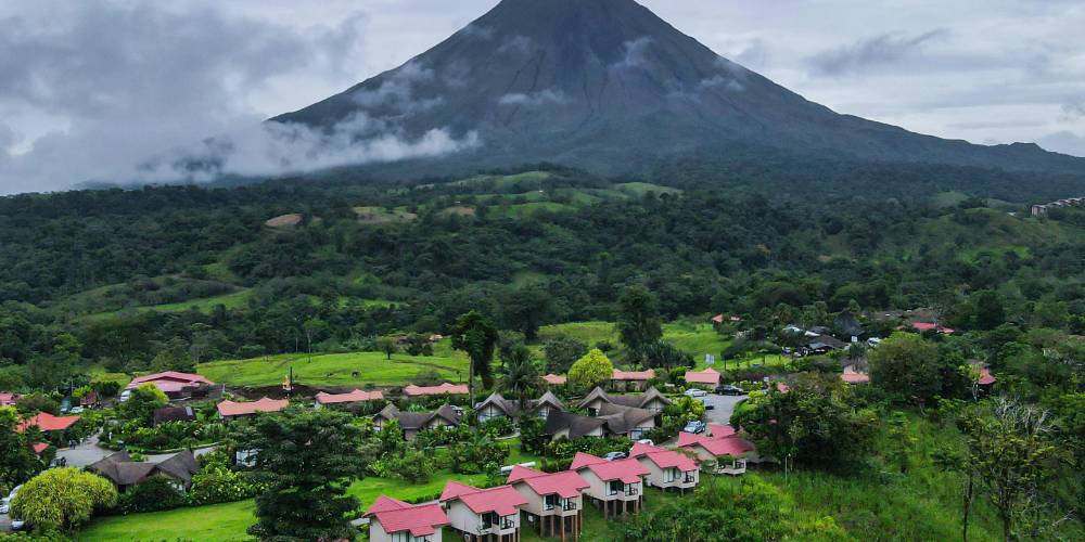 The majestic Arenal Volcano rising above the lush rainforest in Costa Rica
