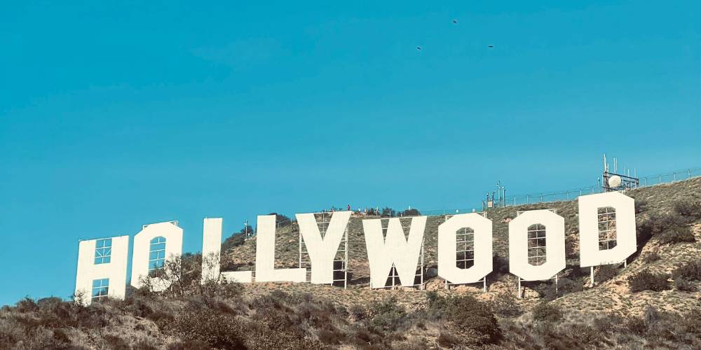 Hollywood Sign with Los Angeles skyline in the background