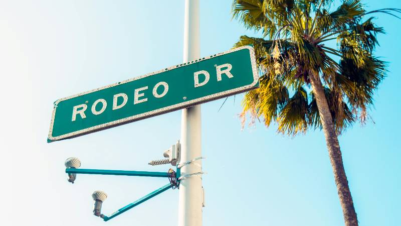 Rodeo Drive in Beverly Hills lined with luxury boutiques